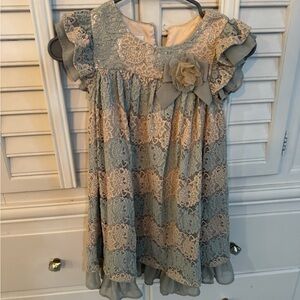 Bonnie Jean Lace Dress with Floral Accent